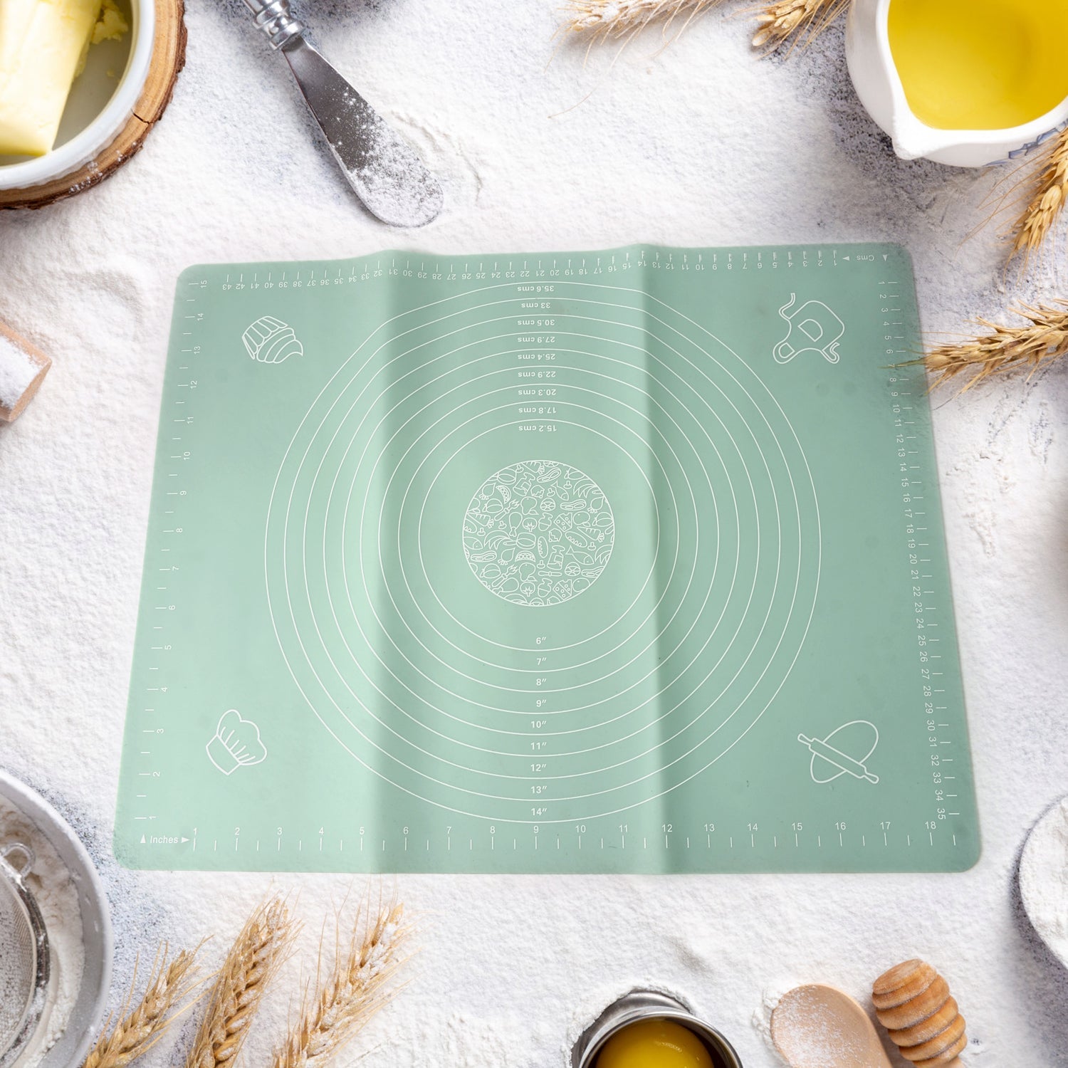 Mat, Rolling Baking Mat with Measurements (50×40 Cm) Mat, Rolling Baking Mat with Measurements (50×40 Cm)